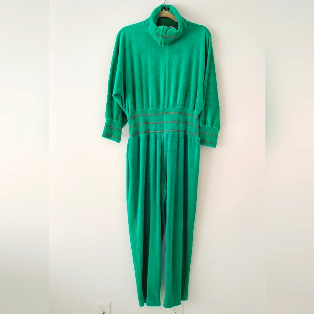 70's Georgie Keyloun Terry Cloth Turtleneck Jumpsuit Loungewear